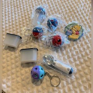 Lot of Nine vintage Tupperware keychains and magnets Rare!